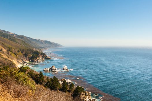 Highway one coastline with beautiful view on pacific ozean