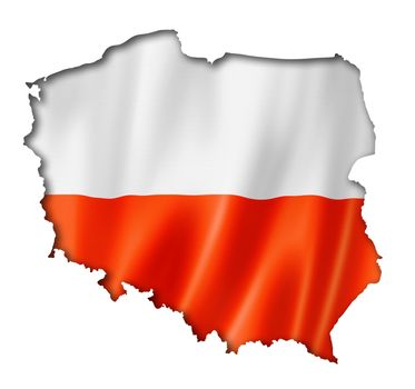 Poland flag map, three dimensional render, isolated on white