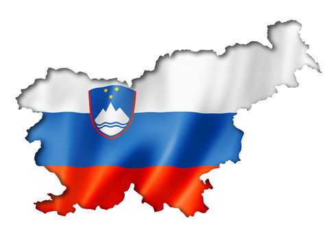 Slovenia flag map, three dimensional render, isolated on white