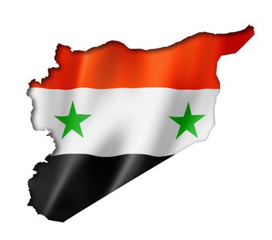 Syria flag map, three dimensional render, isolated on white