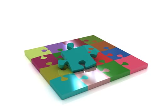 Many-colored puzzle pattern (removable pieces). 