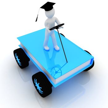 on race cars in the world of knowledge. The concept of rapid learning on a white background