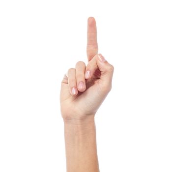 Woman hand showing middle finger