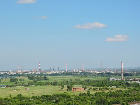 oil refinery with pipes sticking out 