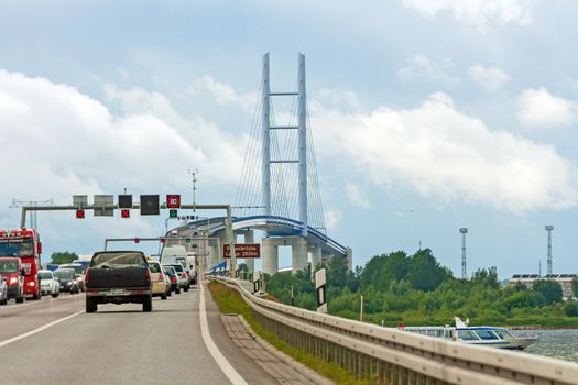 Altef�hr / Stralsund, Germany - June 26, 2012: R�genbr�cke, the bridge connects the Island R�gen with the german mainland.