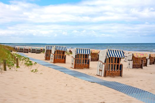 beach chairs at the coastline, baltic sea