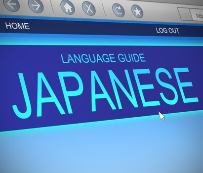 Illustration depicting a computer screen capture with a Japanese language concept.