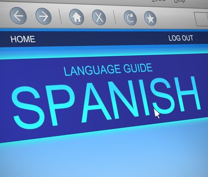 Illustration depicting a computer screen capture with a Spanish language concept.