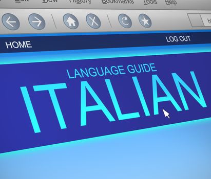 Illustration depicting a computer screen capture with an Italian language concept.