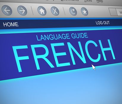 Illustration depicting a computer screen capture with a french language concept.