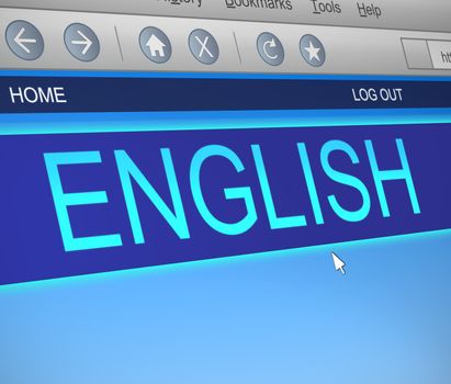 Illustration depicting a computer screen capture with an English language concept.