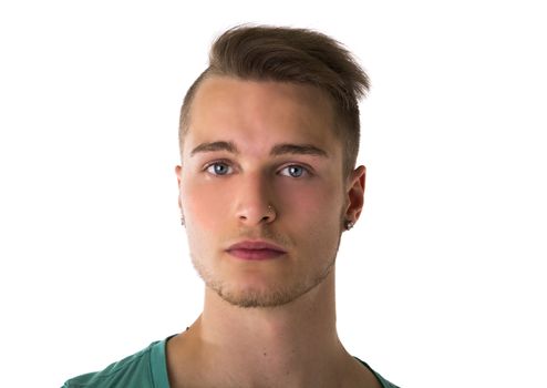 Headshot of handsome blond young man isolated on white