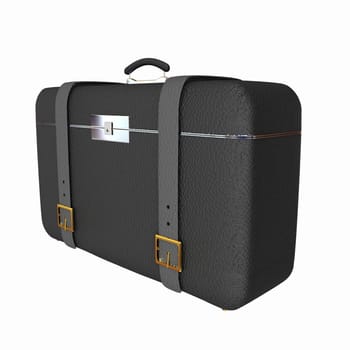 Black traveler's suitcase on a white background