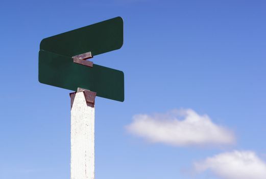 Blank street signs against blue sky ready for your creativity