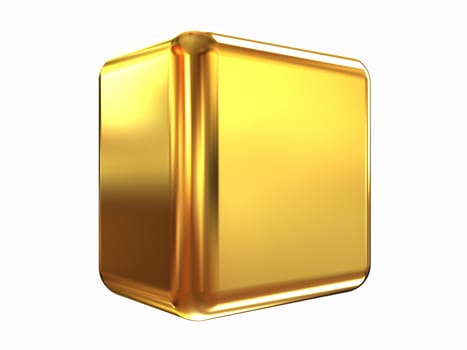 3d abstract gold cub on a white background
