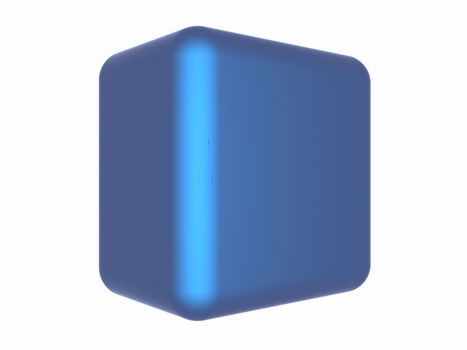 Blue metallic shine cube on white 