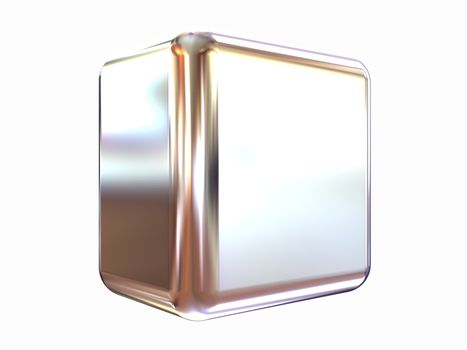Chrome shine cube on white 