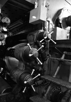 Detail of a rusted machine, Black and White