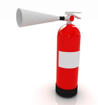 Red fire extinguisher on a white background