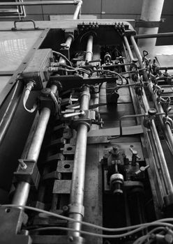 Detail of a rusted machine in factory, Black and White tone