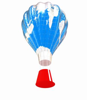 Hot Air Balloons as the earth with Gondola. Colorful Illustration isolated on white Background 