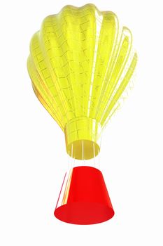 Hot Air Balloons with Gondola. Colorful Illustration isolated on white Background 