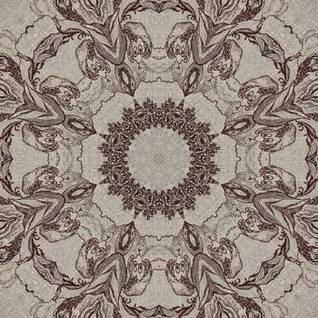 Seamless artistic background, abstract graphic pattern on vintage linen canvas