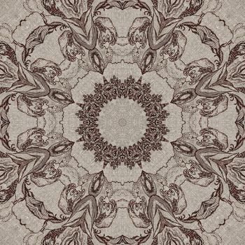 Seamless artistic background, abstract graphic pattern on vintage linen canvas