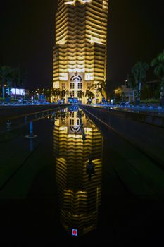 Public Bank Reflection. Building opposite Petronas Twin Towers in Kuala Lumpur. EDITORIAL
Kuala Lumpur, Malaysia, June 17 2014.