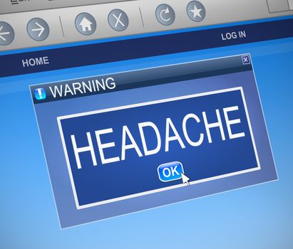 Illustration depicting a computer dialogue box with a headache concept.