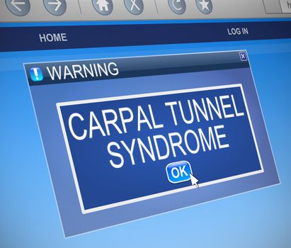 Illustration depicting a computer dialogue box with a Carpal Tunnel Syndrome concept.