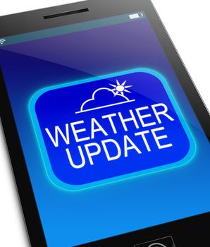 Illustration depicting a phone with a weather update concept.