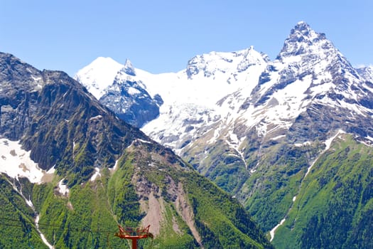 Photo of landscape with Russian Caucasus rockies