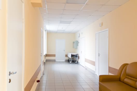 Photo of hospital corridor interior without sicks