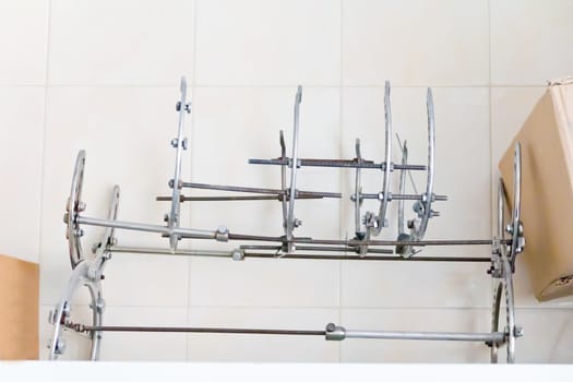 Photo of hospital traumatology equipment on white