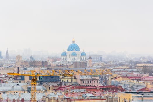 Photo of Orthodoxy church in Saint Petersburg from bird flying