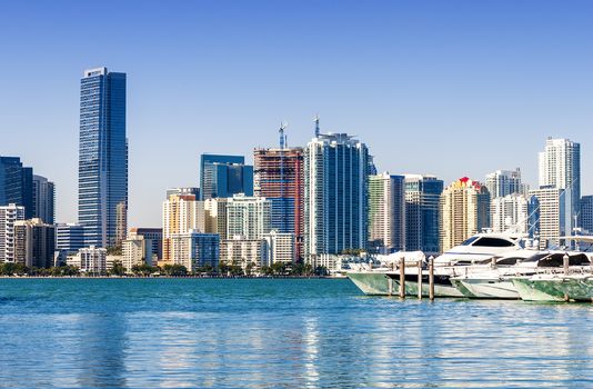 Miami south beach, view from port entry channel, Floride, USA. 