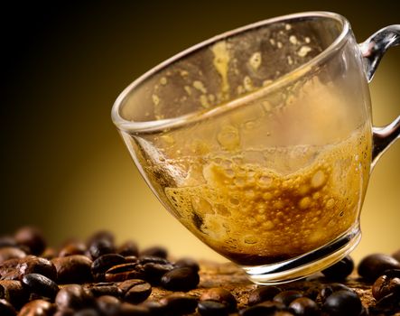 coffee 'poured into a glass cup