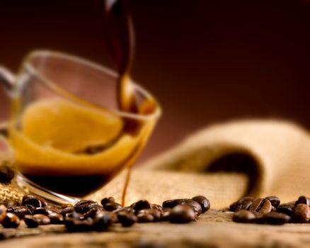 coffee 'poured into a glass cup