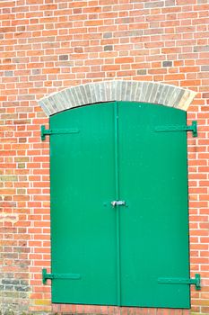 Large closed green door