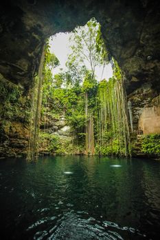 Lake under the ground in a cave (Cenote) in Mexico.