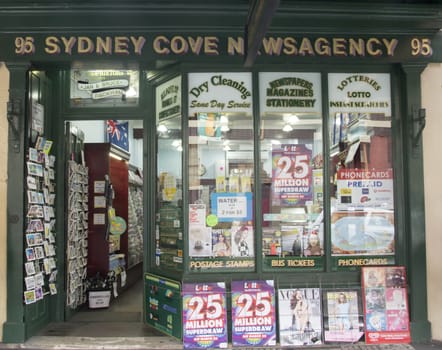 Sydney, Australia- 23th March 2013: Sydney Cove Newsagency in George Street in the Rocks area. The building is an example of a mid Victorian commercial building and residence.