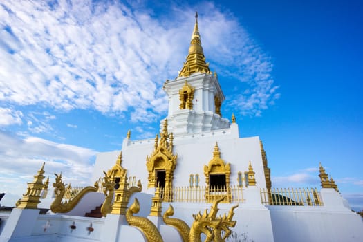 thai style pagoda on clear sky scene,Chiangrai,Thailand