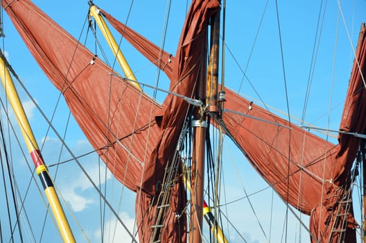 Red sails and mast