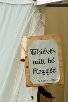 Thieves will be flogged sign