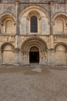 General view of beautiful romanesque facade in Saintes Framce .Abbey aux Dames