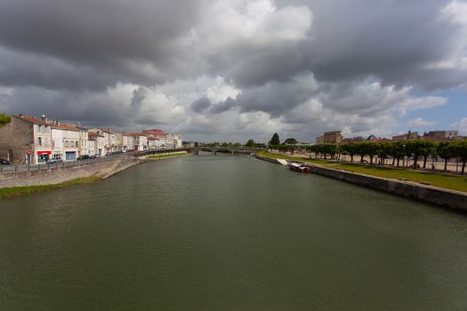 Charente river crossing the town of Saintes in france