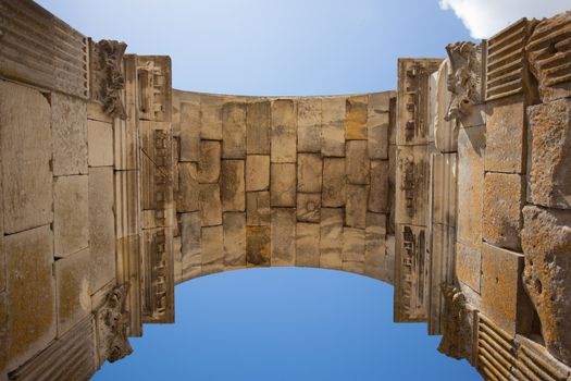 Inside view of the Germanicus roman arch of the ville of Saintes in french charente maritime region