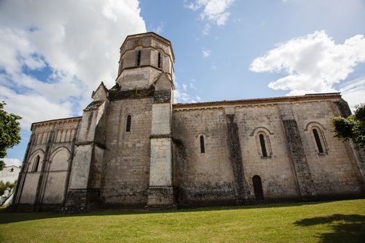 Fullview  of the romanesque Rioux church,Charente, France