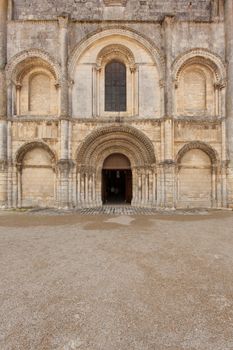 General view of beautiful romanesque facade in Saintes Framce .Abbey aux Dames